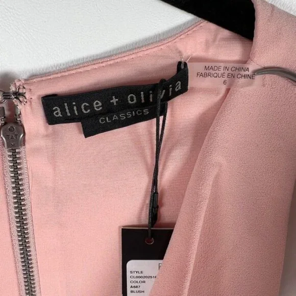 NWT alice + olivia Classics Harmony Racerback Cowl Neck ALine Blush Mini Dress 6